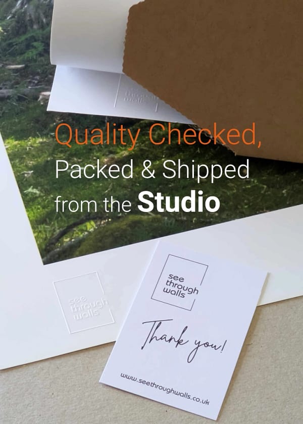 All prints are quality checked, packed and shipped from the studio directly.