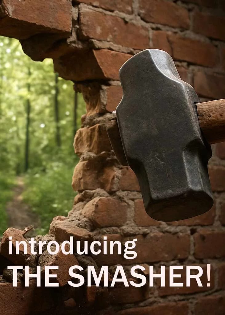 The Smasher! see through walls device?? Actually a sledghammer breaking through bricks